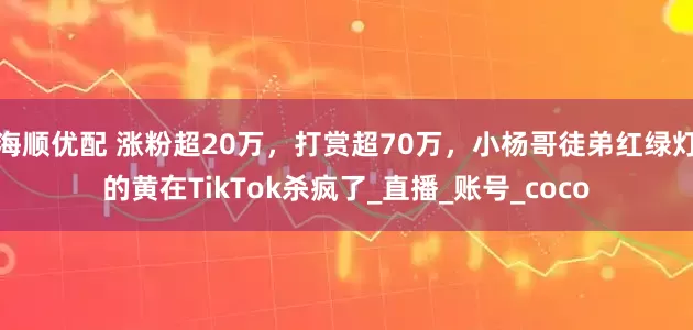 海顺优配 涨粉超20万，打赏超70万，小杨哥徒弟红绿灯的黄在TikTok杀疯了_直播_账号_coco